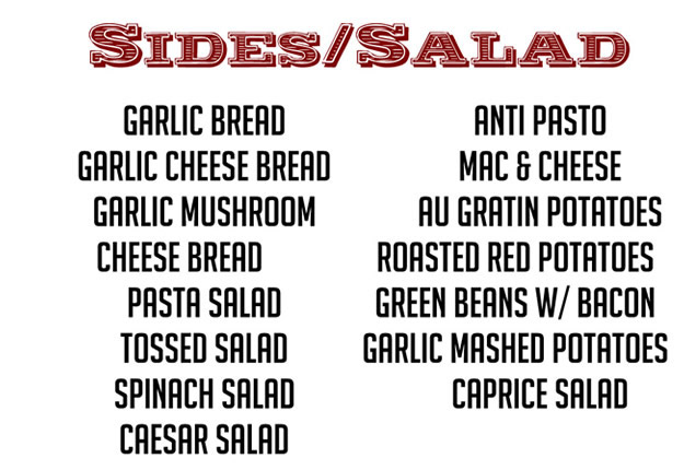 Italian Menu Sides and Salads